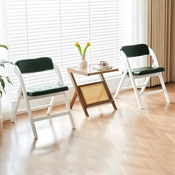 Wooden Folding Chairs Set of 2, Folding Chairs with Padded Seats, 31" Stackable Folding Dining Chairs, Folding Extra Chair for B