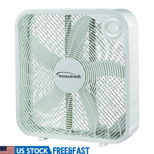 20 Inch Box Fan 3-Speed Quiet Electric Household Fan with Removable Grill Portable Design Easy Cleaning Indoor Air Circulation