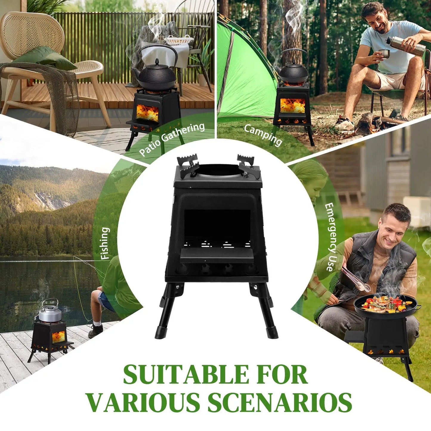 Compact 27x27x34cm Wooden Camping Stove Lightweight Portable Outdoor Cooking Gear