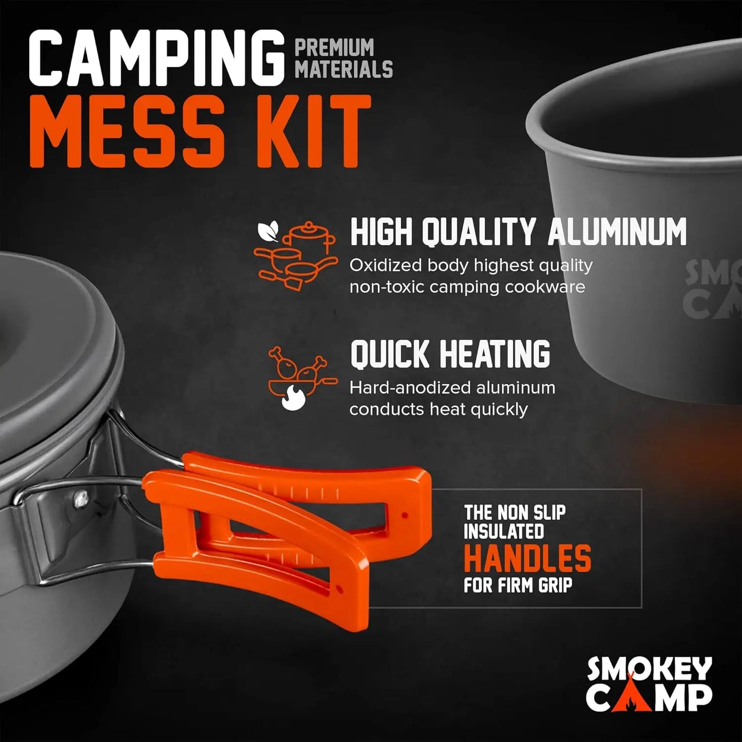 Backpacking Mess Kit Cookware With Stove All In One Nonstick