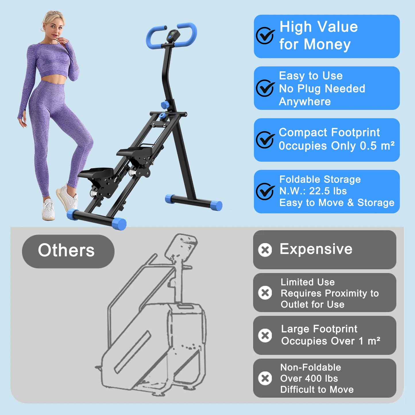 330lbs Stair Stepper Climber Machine with Handlebar Upgrade Vertical Climber Workout Machine for Full Body Exercise