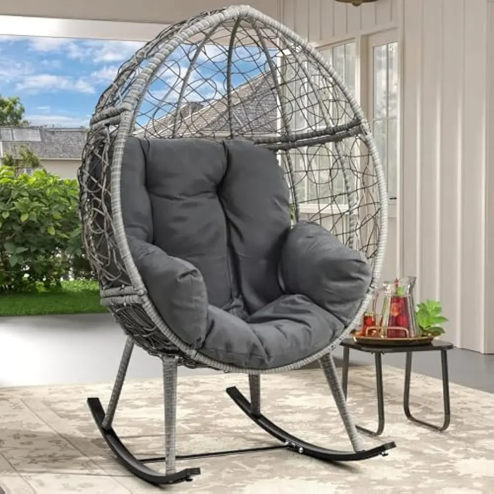 Wicker Rocking Egg Chair Rattan Indoor Outdoor Lounger Patio