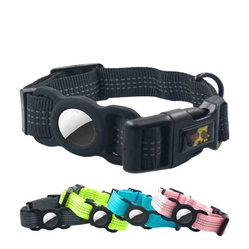 Dog Collar with AirTag Holder Reflective Nylon Anti-Lost Tracking Suit for Dogs and Cats