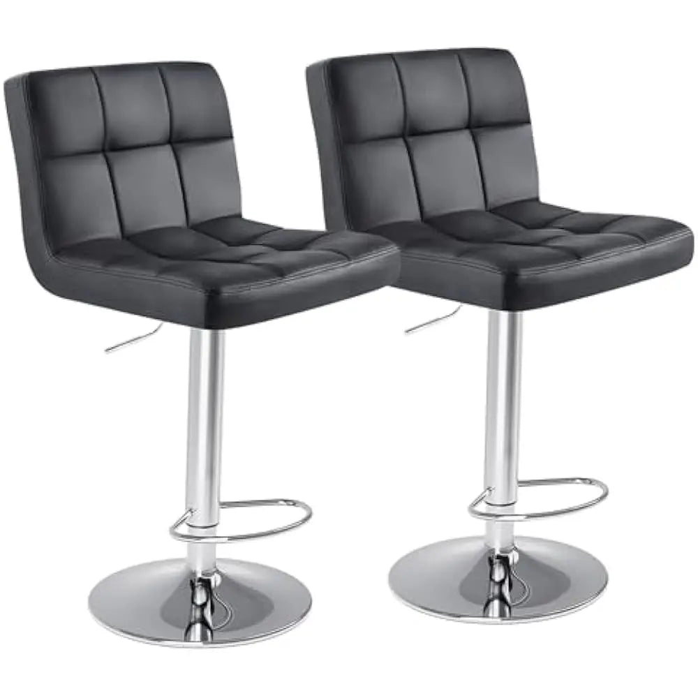 Set Of 4 24 Inch Upholstered Bar Stools PU Leather