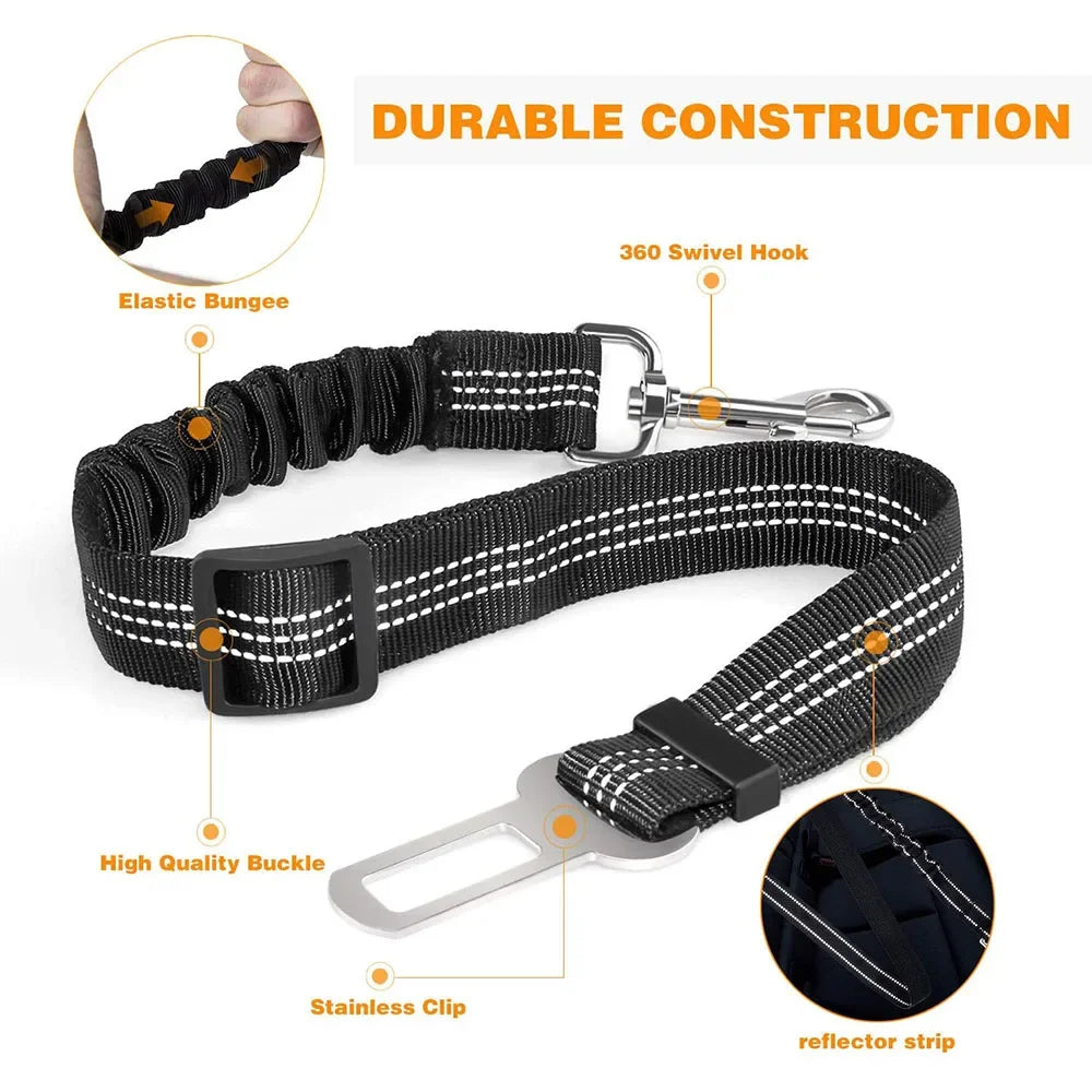 Pet Dog Car Seat Belt Retractable Buffer Elastic Reflective Safety Traction Rope Leash Harness Dog Accessories Supplies