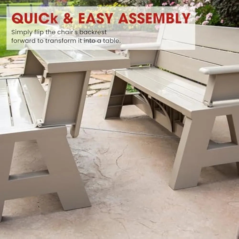 Gen 1 2-in-1 Outdoor Convertible Bench to Picnic Table Space Saving Weather Resistant Patio Furniture for Yard Deck Garden