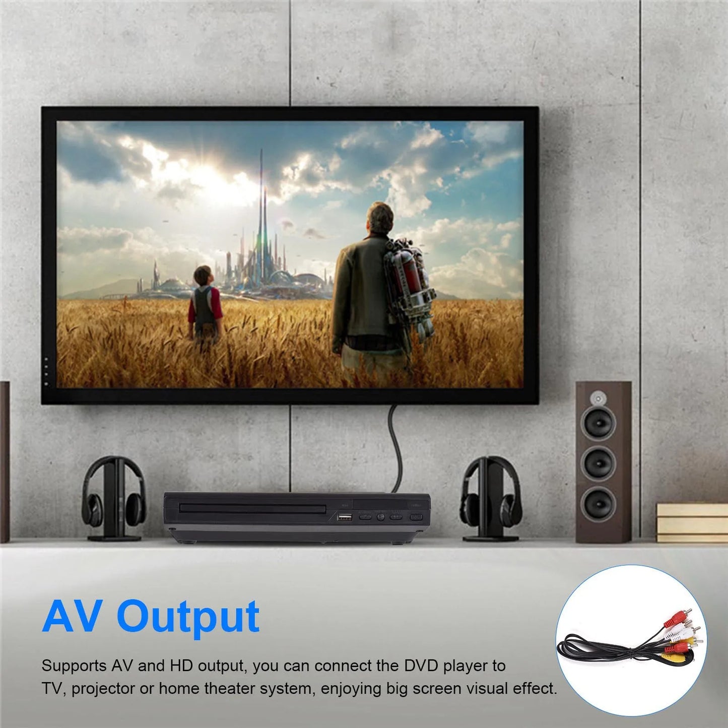 DVD CD Disc Player DVD-225 Home Multimedia Player AV Output