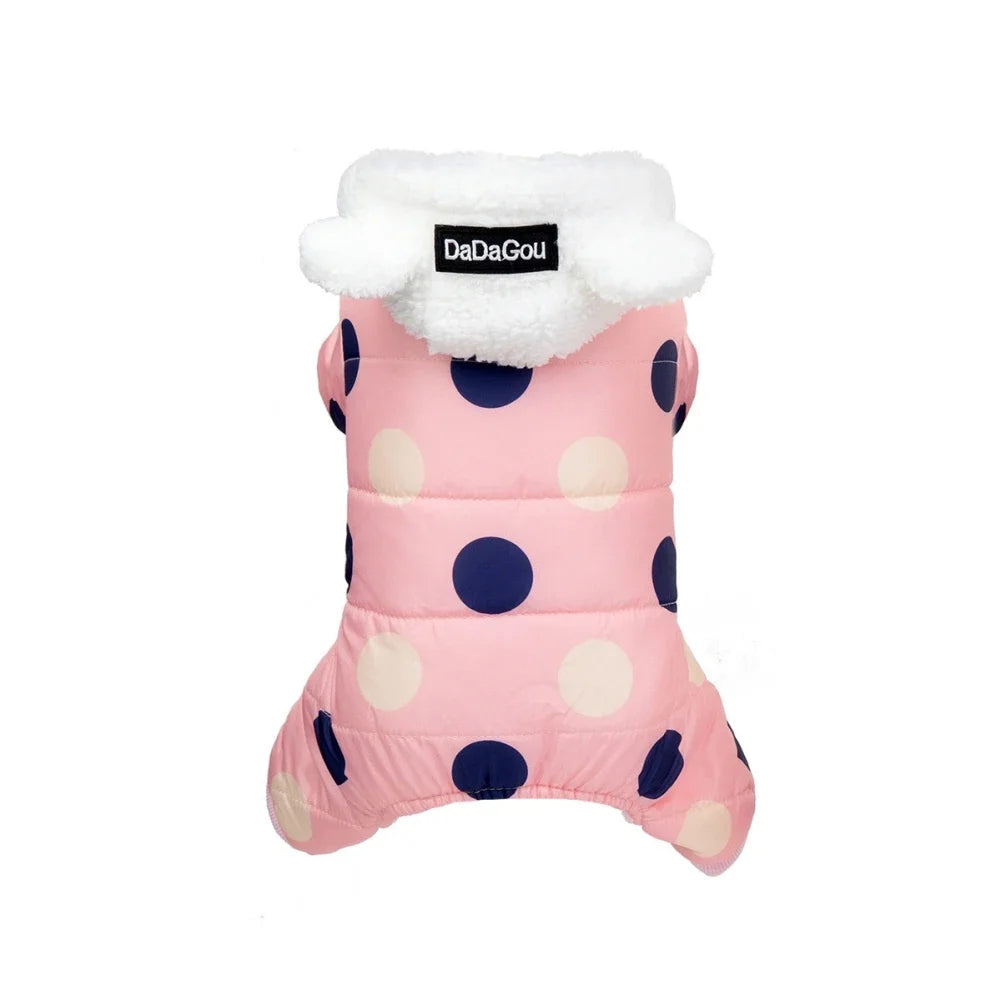 Winter Pet Hoodie Coat Cotton Clothes Dot Sweatshirt Super Warm Jumpsuit for Small Dogs Chihuahua Dog Jacket