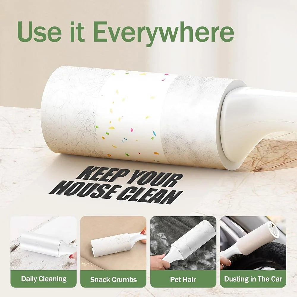 Extra Sticky Lint Roller 800 Sheets Pet Hair Removal Durable 360 Degree Rotating Handle Effective Dust Brush for Furniture and Clothes