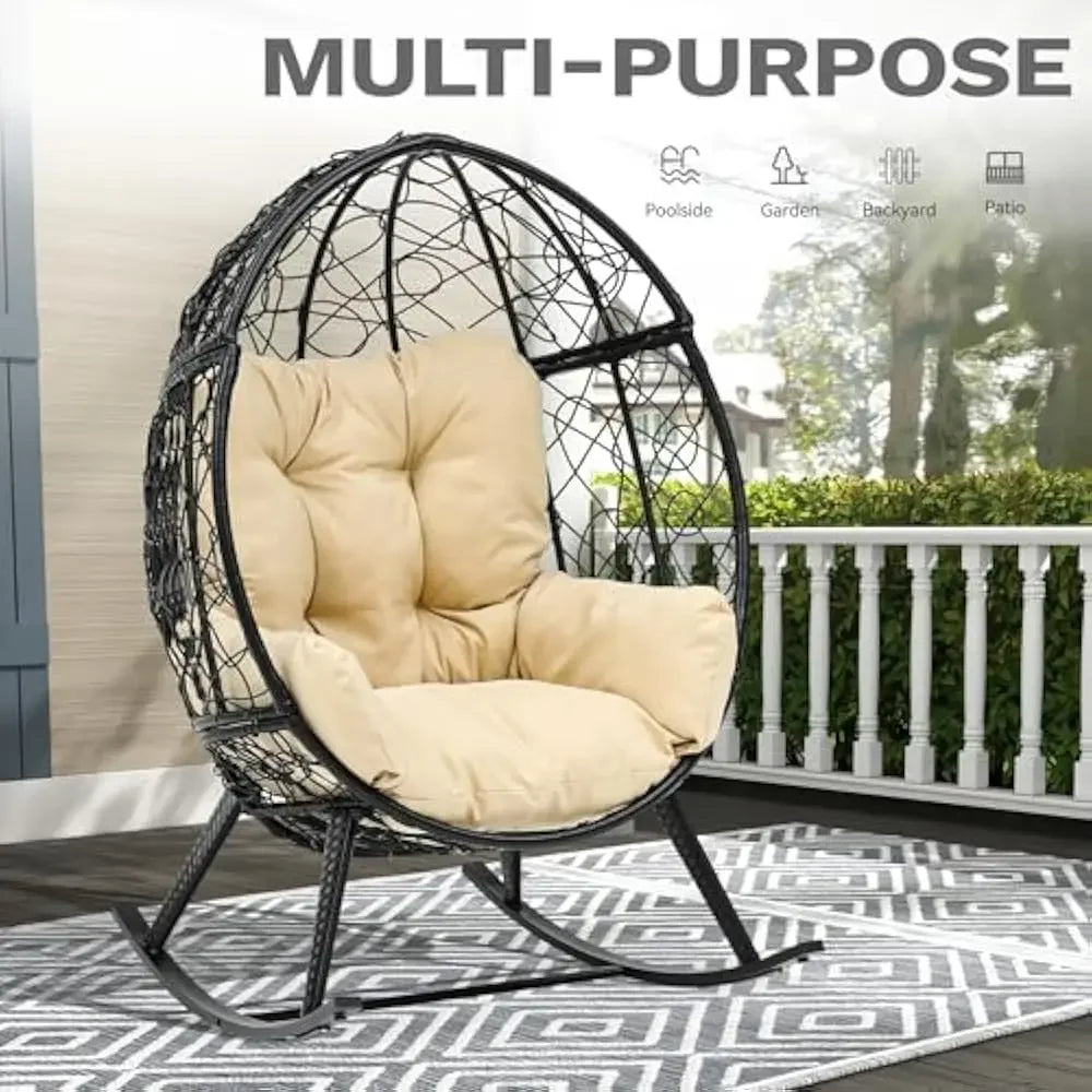 Wicker Rocking Egg Chair Rattan Indoor Outdoor Lounger Patio