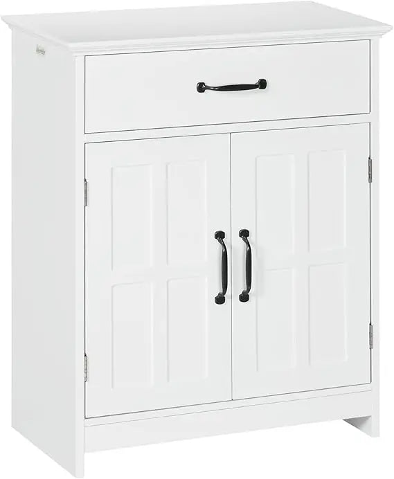 Freestanding Bathroom Cabinet Farmhouse Small Storage Cabinet with Storage Drawer 2 Doors Narrow Floor Cabinet with Adjustable Features