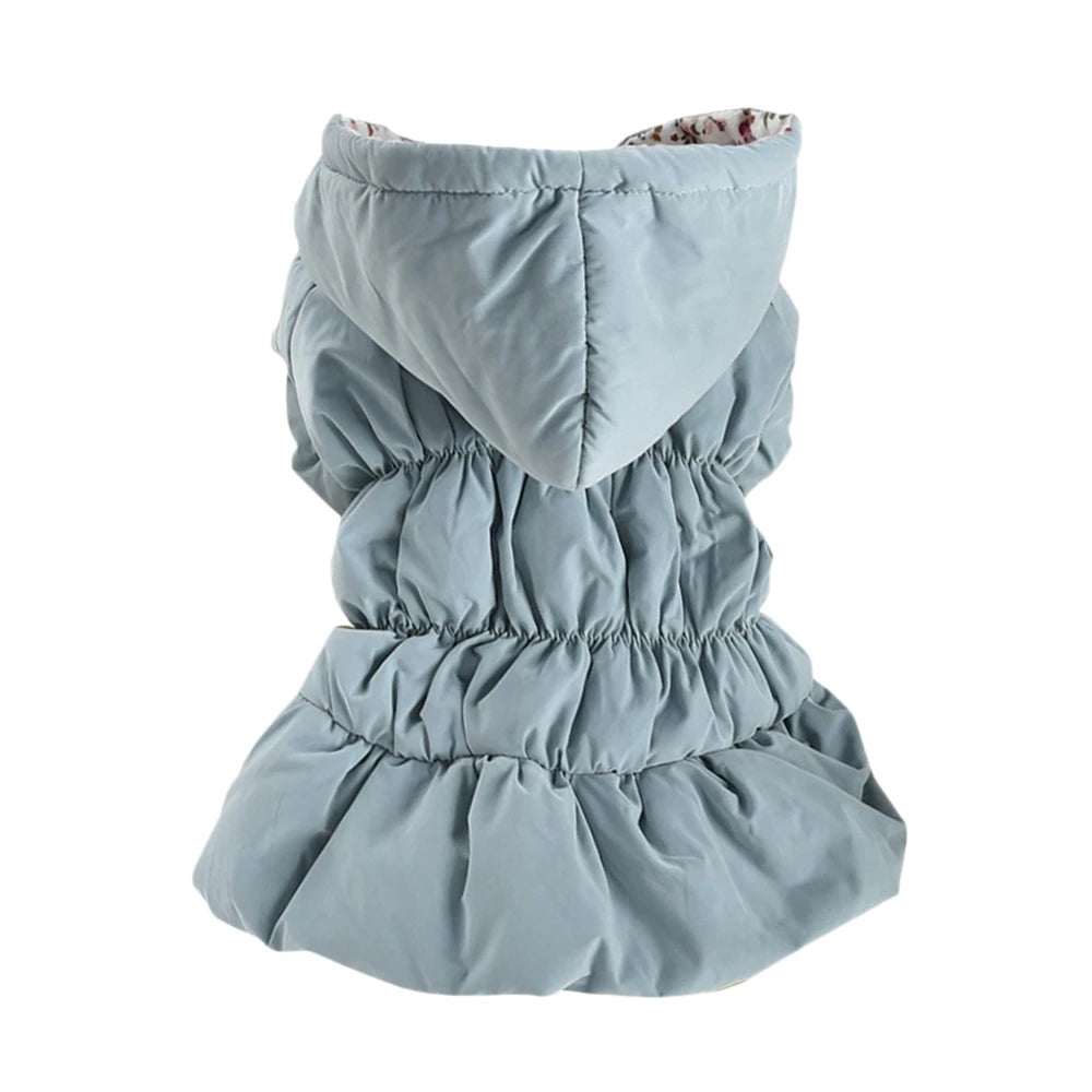 New Princess Dog Pet Warm Dress Hoodie Floral Bubble Skirt Winter Coat Outfit for Small Dogs 6 Sizes