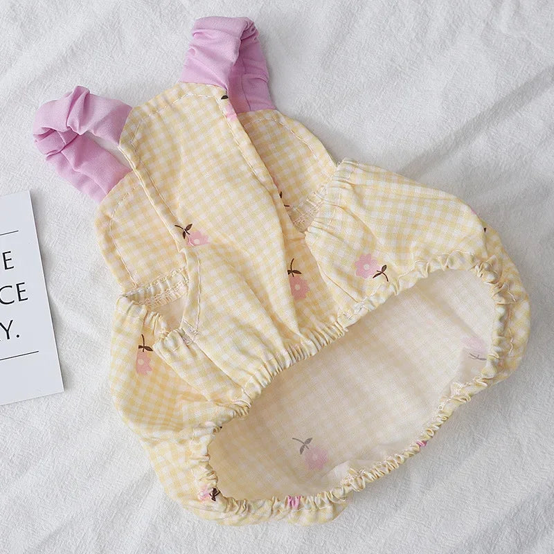 Summer Dogs Clothes Small Chihuahua Vest Flower Skirt Dogs Plaid For Clothing Dog Small Dress Suspender Cute Print Pet Dresses