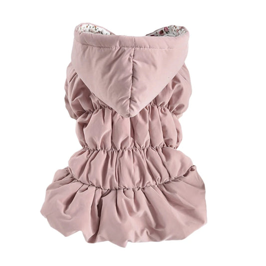 New Princess Dog Pet Warm Dress Hoodie Floral Bubble Skirt Winter Coat Outfit for Small Dogs 6 Sizes