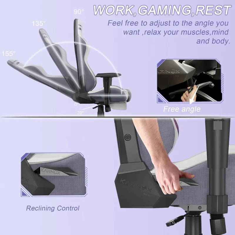 Kornox Ergonomic Gaming Chair Fabric for Adults High Back Office Chair Racing Style Height Adjustable
