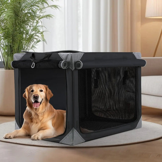 Collapsible Dog Crate 36 Inch 42 Inch Outdoor Travel Dog Crate Portable Fabric Cover Kennel by Iron Pipe with Four Mesh Windows