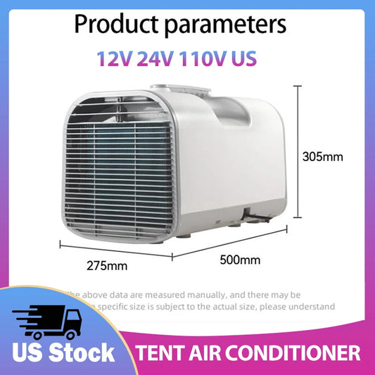 Treeligo 12V 24V 110V Portable Electric Tent Air Conditioner Outdoor Camping AC for Car SUV RV Camper Van