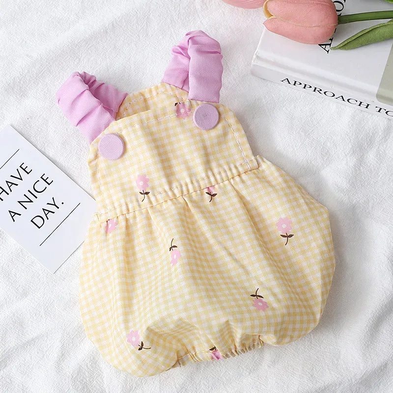 Summer Dogs Clothes Small Chihuahua Vest Flower Skirt Dogs Plaid For Clothing Dog Small Dress Suspender Cute Print Pet Dresses