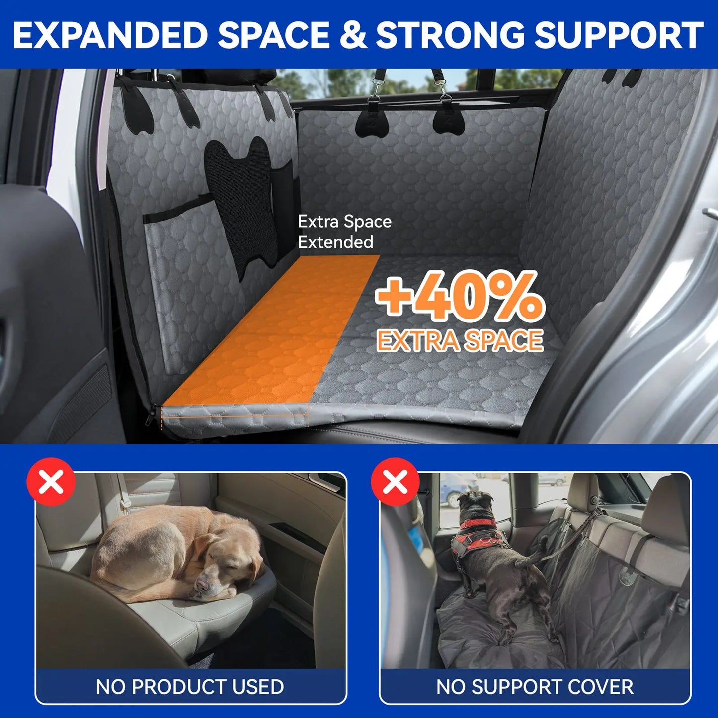 Dog Car Seat Cover Pet Mat Back Seat Extender Cover Travel Protector Mat Car Rear Back Seat Seat Bed