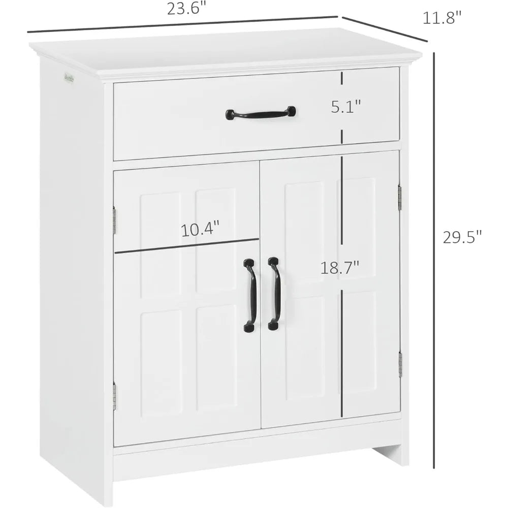 Freestanding Bathroom Cabinet Farmhouse Small Storage Cabinet with Storage Drawer 2 Doors Narrow Floor Cabinet with Adjustable Features