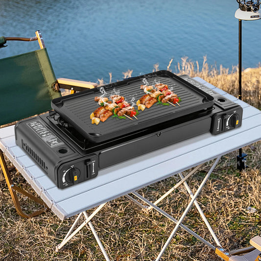 Camping Stove Dual Burner Grill Tray And Storage Case