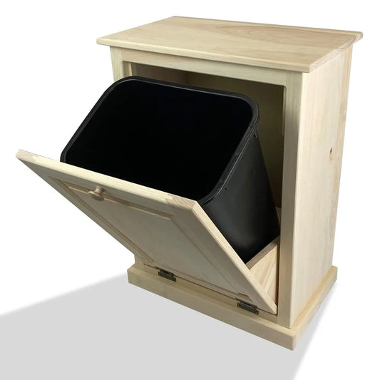 Tilt Out Trash Cabinet - Wooden Pull Out Cabinet, Decorative Trash Bin for Kitchen, Bedroom, & Home Patio, Tilt Out Laundry Ham