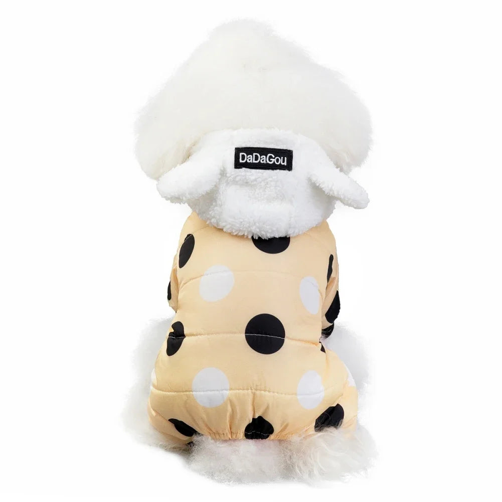 Winter Pet Hoodie Coat Cotton Clothes Dot Sweatshirt Super Warm Jumpsuit for Small Dogs Chihuahua Dog Jacket