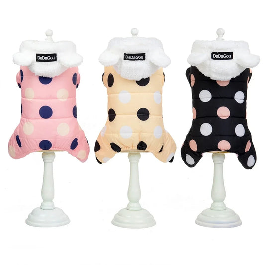 Winter Pet Hoodie Coat Cotton Clothes Dot Sweatshirt Super Warm Jumpsuit for Small Dogs Chihuahua Dog Jacket