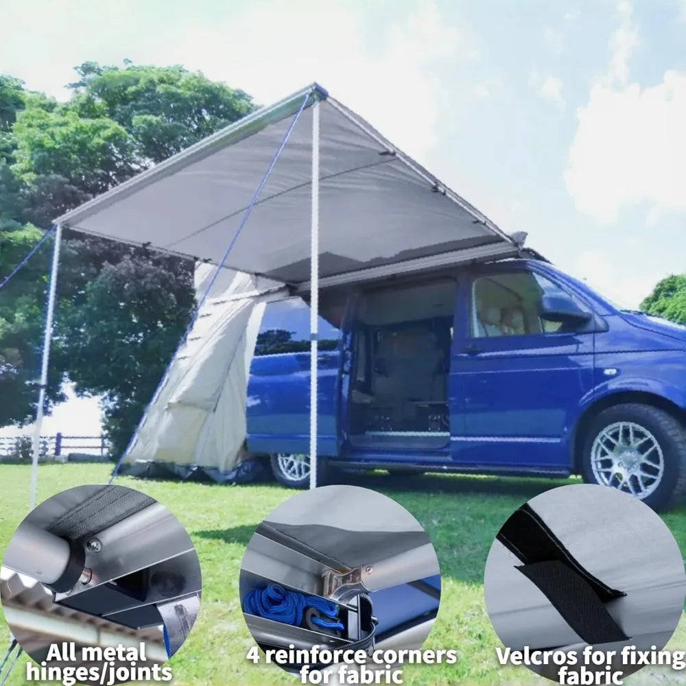 Gray Car Awning Waterproof Roof Rack Pull Out SUV Shelter