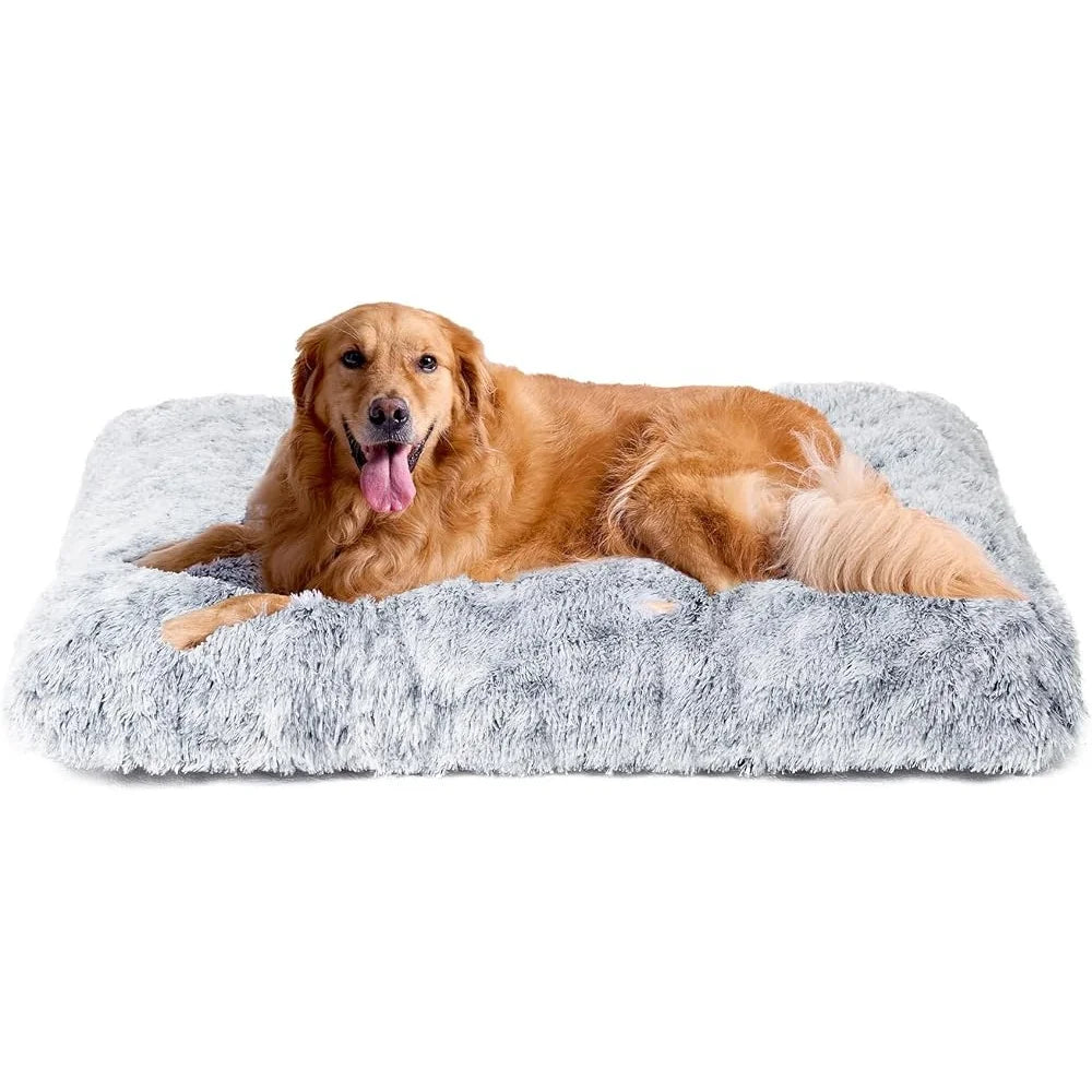 Extra Large Plush Dog Bed Soft Faux Fur Washable Anti Anxiety Crate Pad Non Slip Comfortable Pet Mat