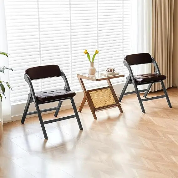 Wooden Folding Chairs Set of 2, Folding Chairs with Padded Seats, 31" Stackable Folding Dining Chairs, Folding Extra Chair for B