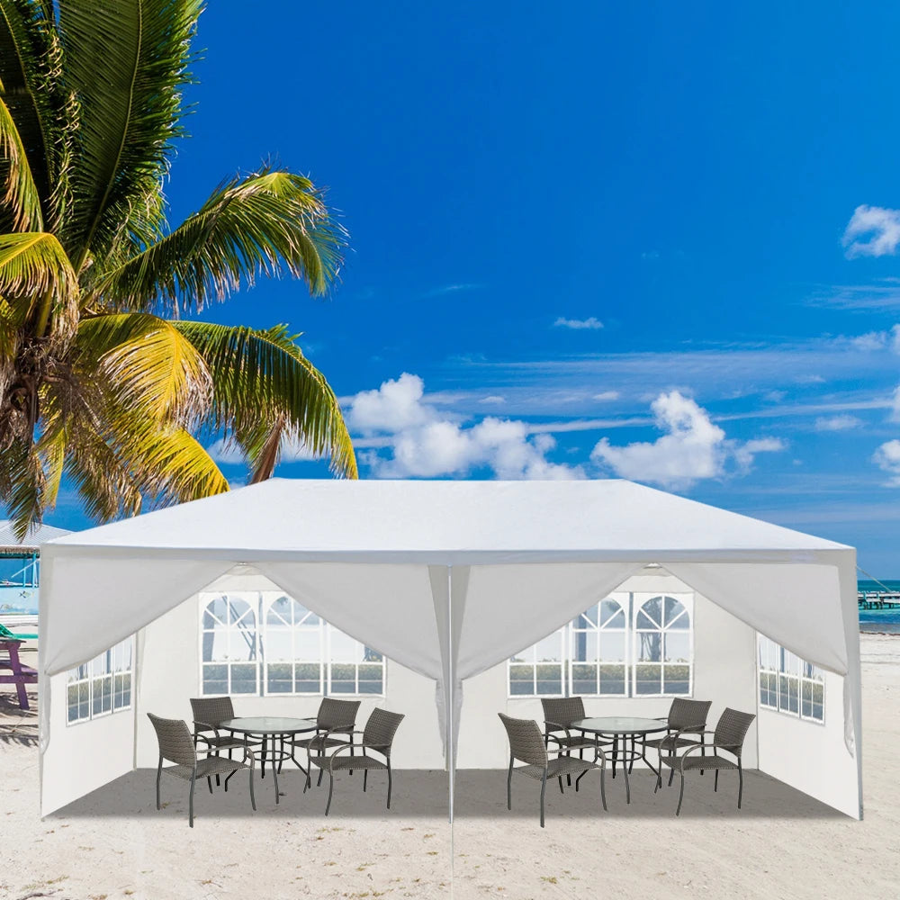 10x20 Outdoor Party Tent with 6 Removable Sidewalls Waterproof Canopy Patio Wedding Gazebo White