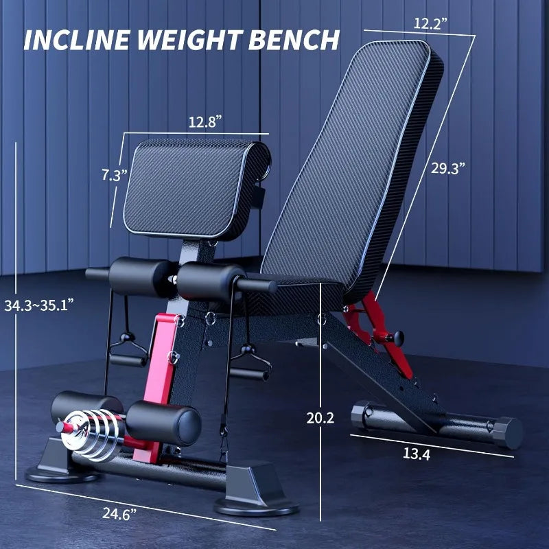 Utility weightBenches for Exercise, Free Installation Design for Portable Fitness Strength Training Equipment at Home Gym