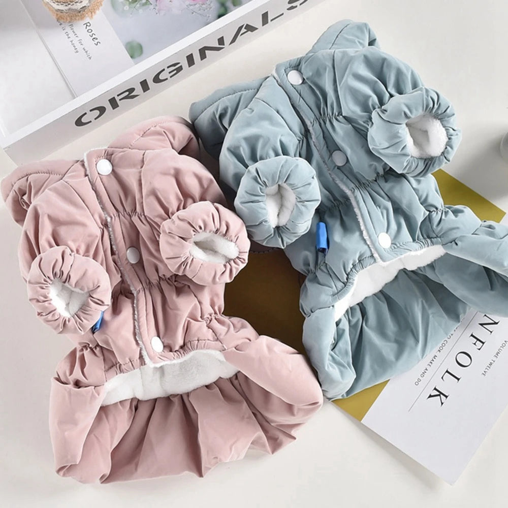 New Princess Dog Pet Warm Dress Hoodie Floral Bubble Skirt Winter Coat Outfit for Small Dogs 6 Sizes