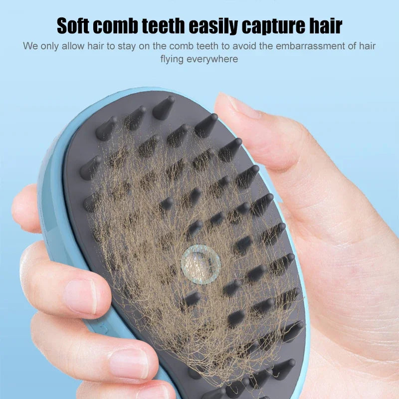 Electric Steamy Pet Brush Cat Massage Comb Whale Shape 3 in 1 Dog Grooming Hair Removal Brush