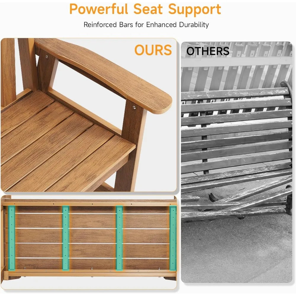 2 Person Weatherproof Garden Bench with Wide Armrests and Backrest All Weather Patio Bench for Garden