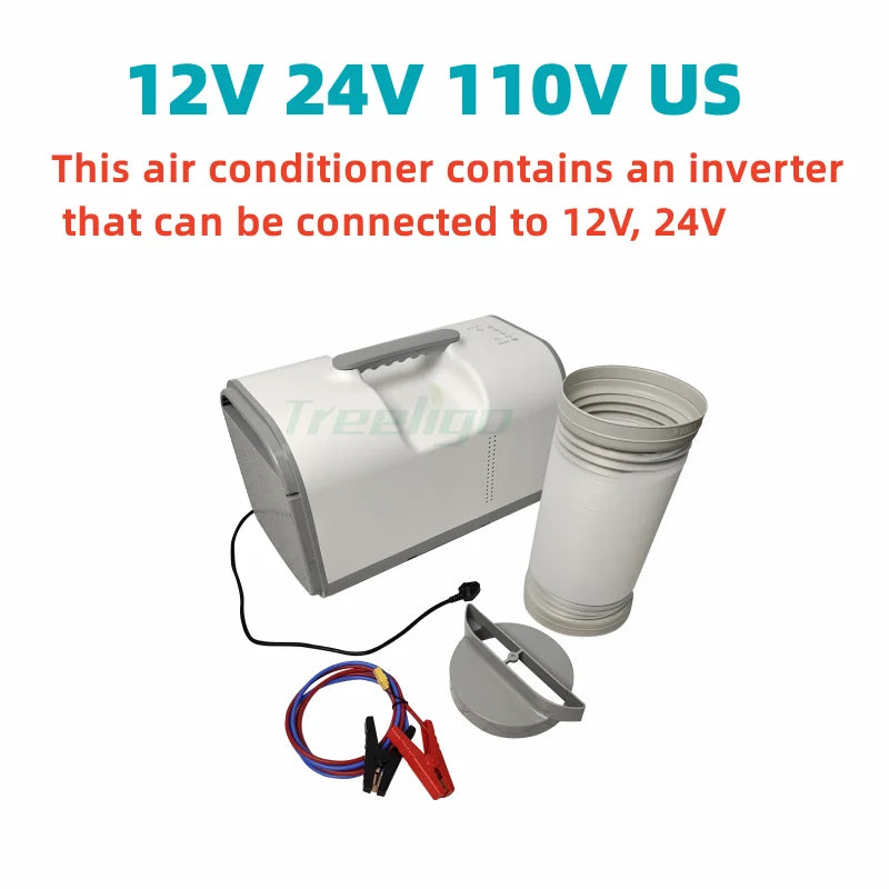Treeligo 12V 24V 110V Portable Electric Tent Air Conditioner Outdoor Camping AC for Car SUV RV Camper Van