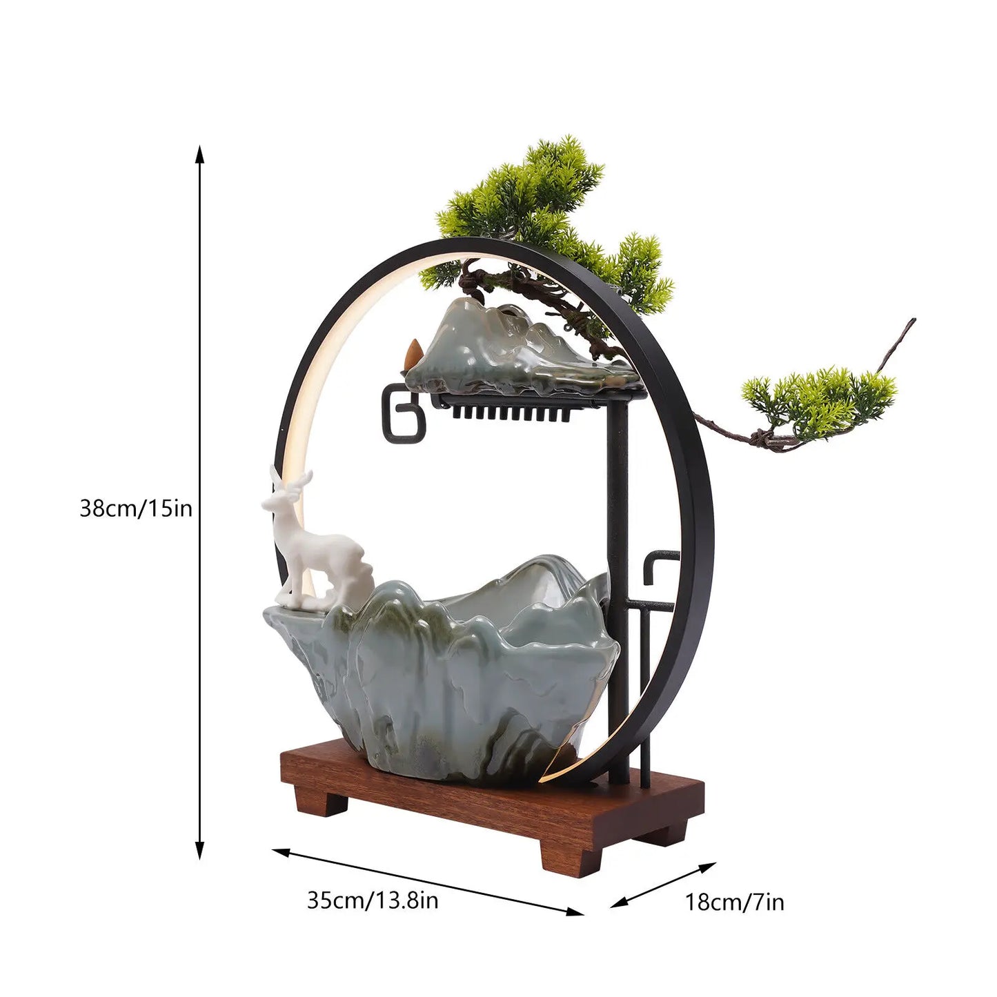 Desktop Water Fountain Indoor Waterfall with Atomizer & LED Table Decor Fountain