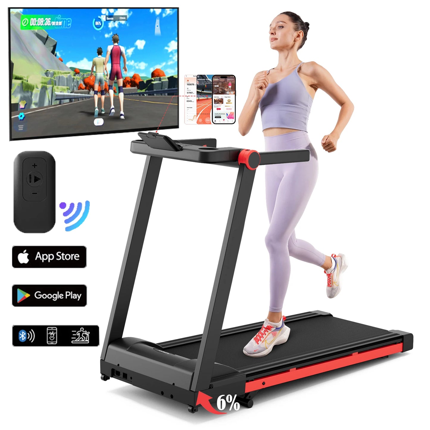 Three Point Five HP Foldable Incline Treadmill Touch Screen