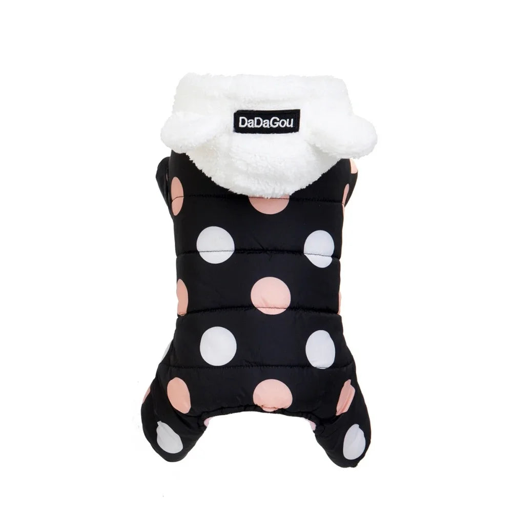 Winter Pet Hoodie Coat Cotton Clothes Dot Sweatshirt Super Warm Jumpsuit for Small Dogs Chihuahua Dog Jacket