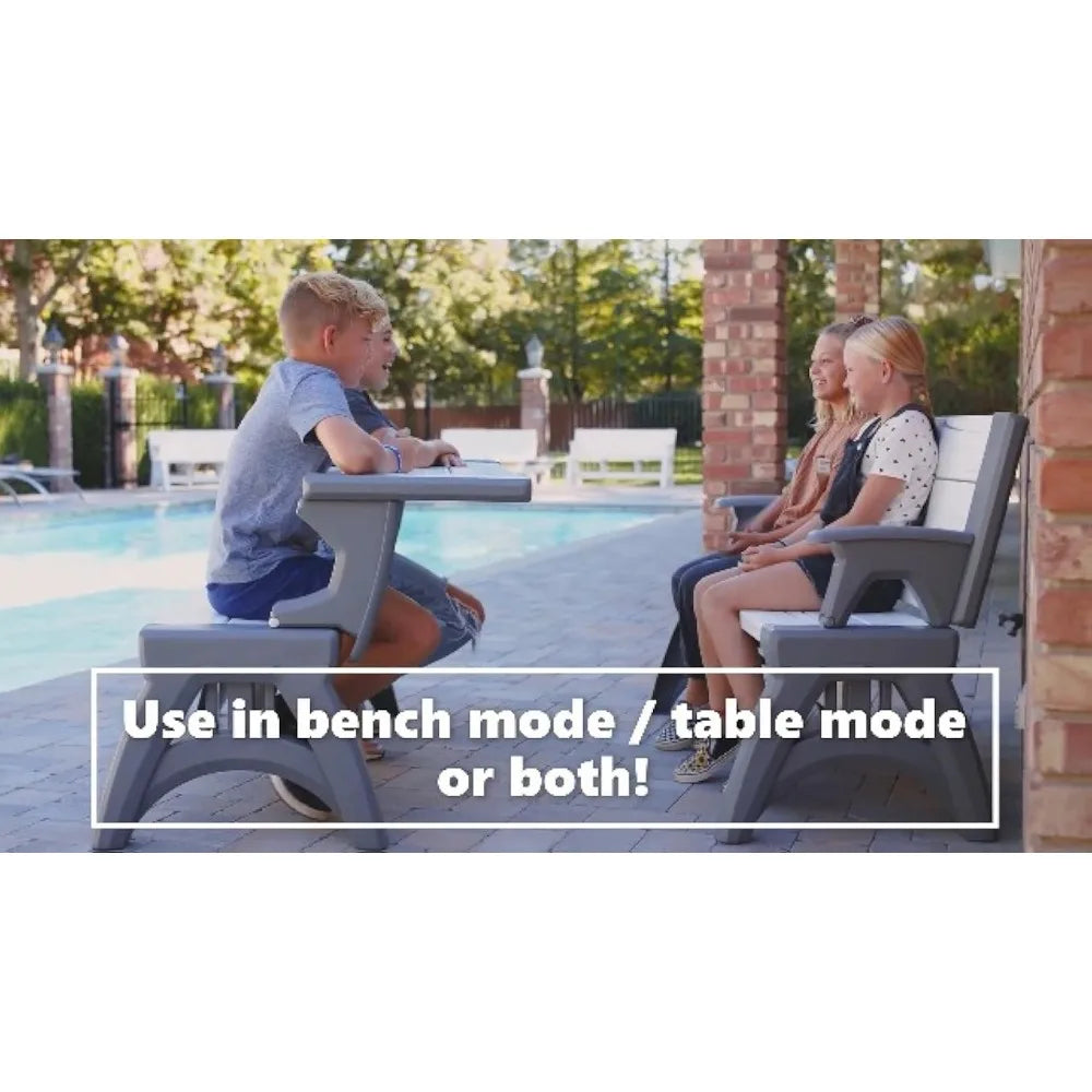Gen 1 2-in-1 Outdoor Convertible Bench to Picnic Table Space Saving Weather Resistant Patio Furniture for Yard Deck Garden