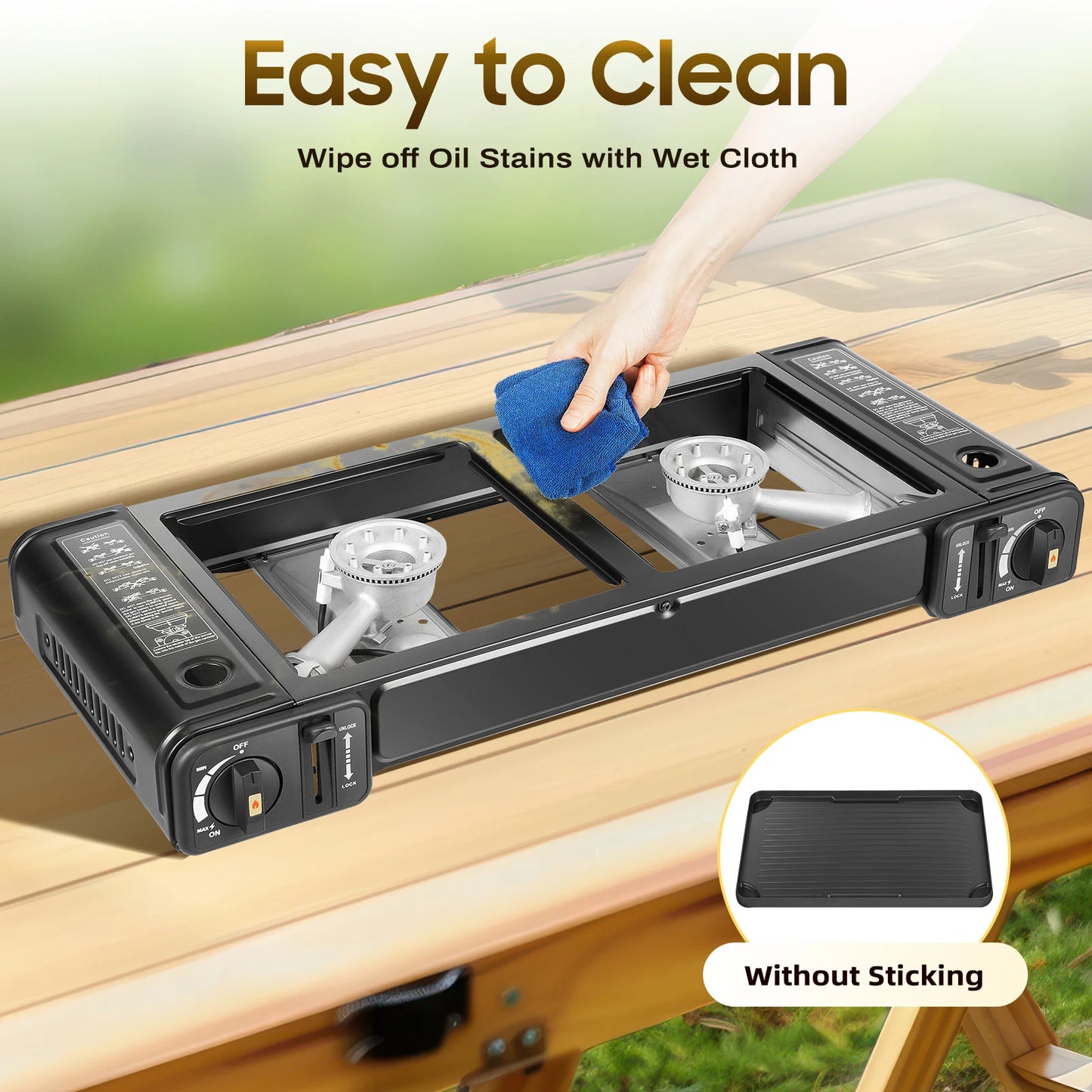 Camping Stove Dual Burner Grill Tray And Storage Case