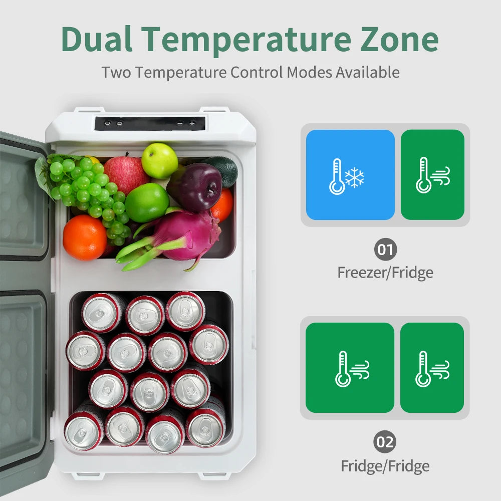 Alpicool QX Portable Refrigerator 25L 30L 40L 12V 24V DC 100-240V AC Fridge Freezer Dual Zone Compressor Cooler for Camping