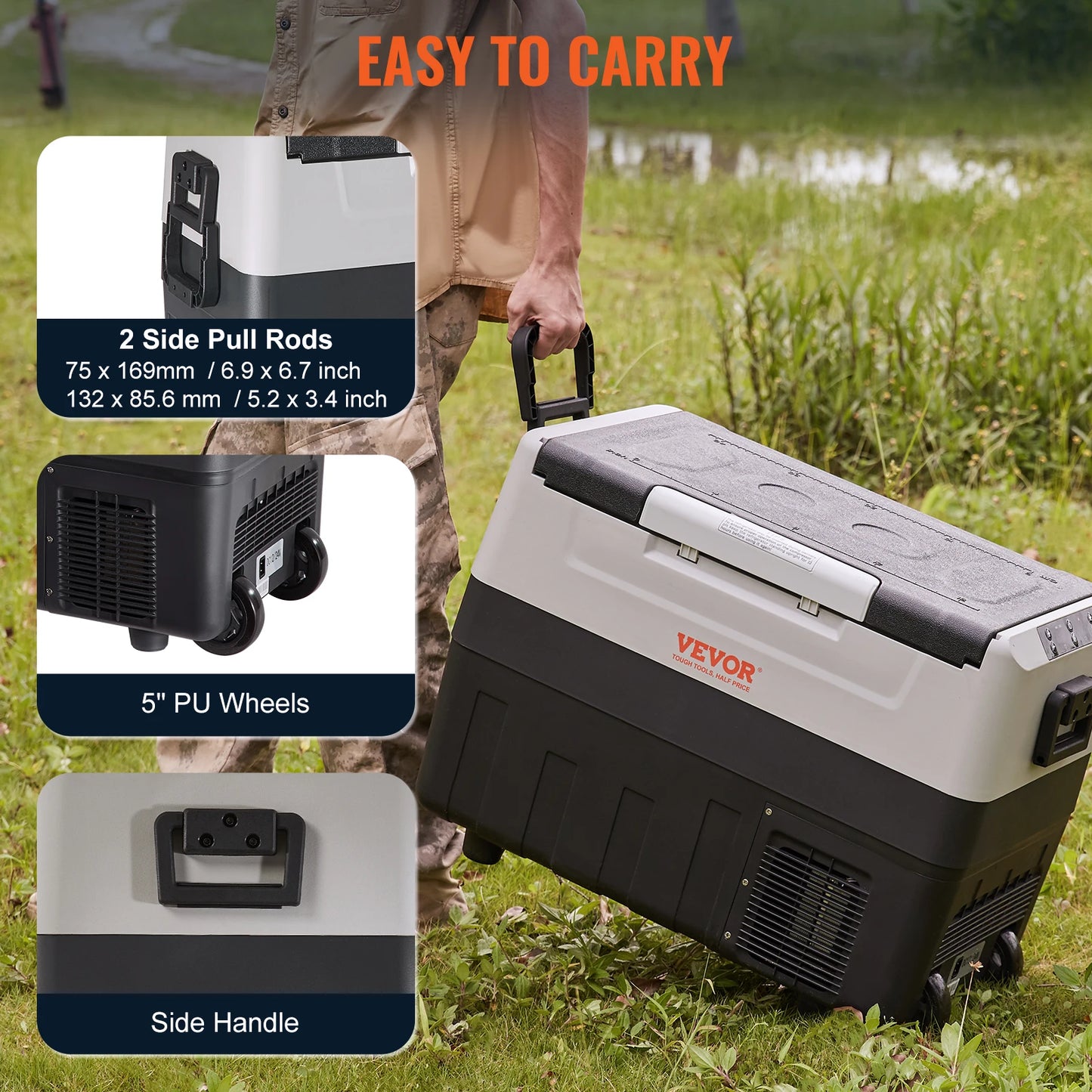 VEVOR Portable Foldable Handle Car Refrigerator 35L 45L 55L Compressor Freezer for Camping Picnics Travel