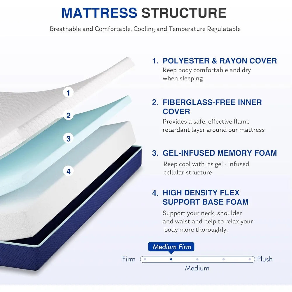 6 Inch Gel Memory Foam Mattress Full Size Pressure Relief