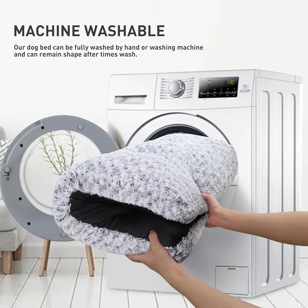 Washable Dog Bed Plush Anti Slip Crate Pad Durable Pet Mat for Large Medium Small Dogs Travel Friendly 35 Inch