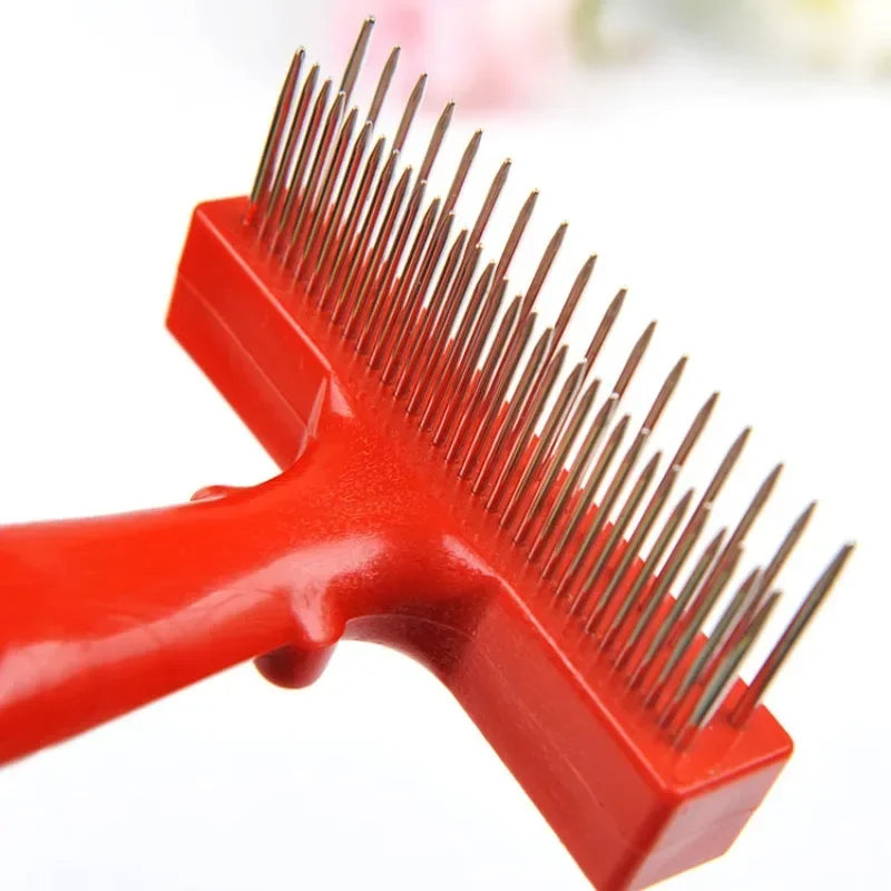 Pet Cat Dog Grooming Rake Brush Stainless Steel Double Row Undercoat Comb Durable Pins