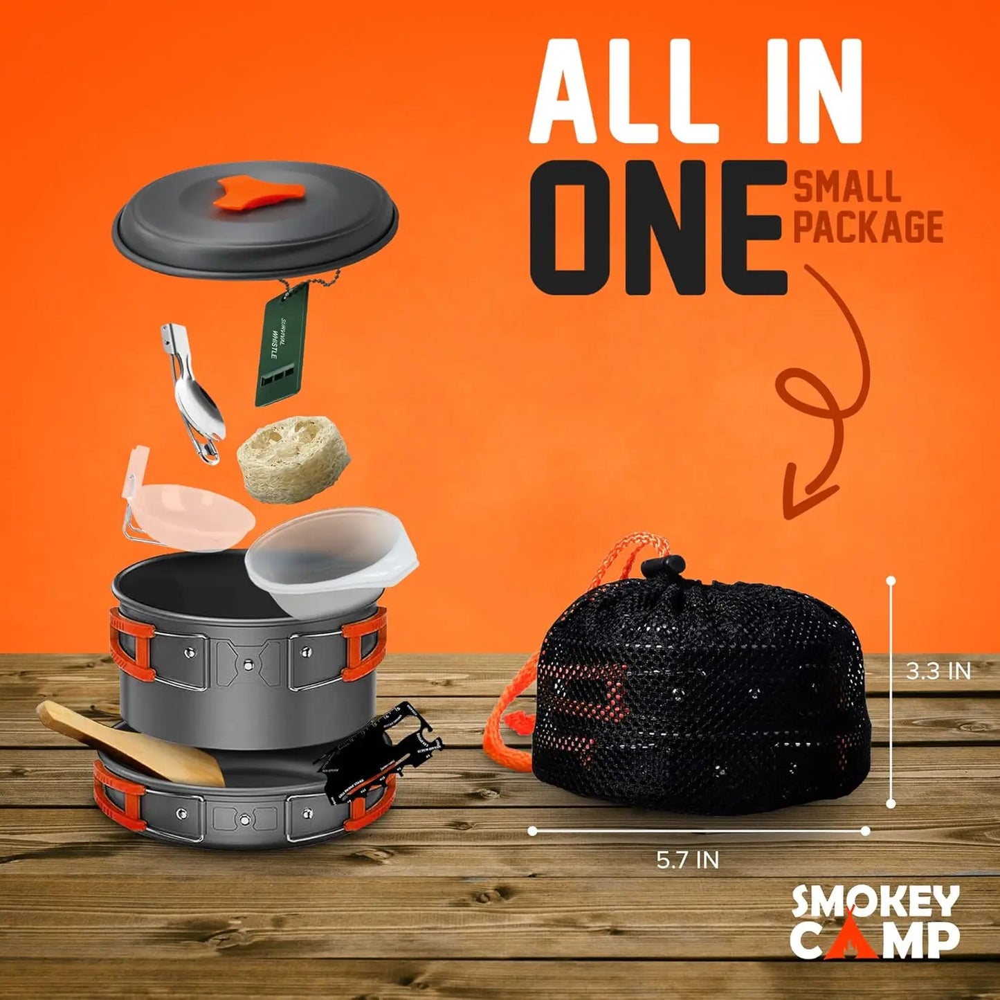 Backpacking Mess Kit Cookware With Stove All In One Nonstick