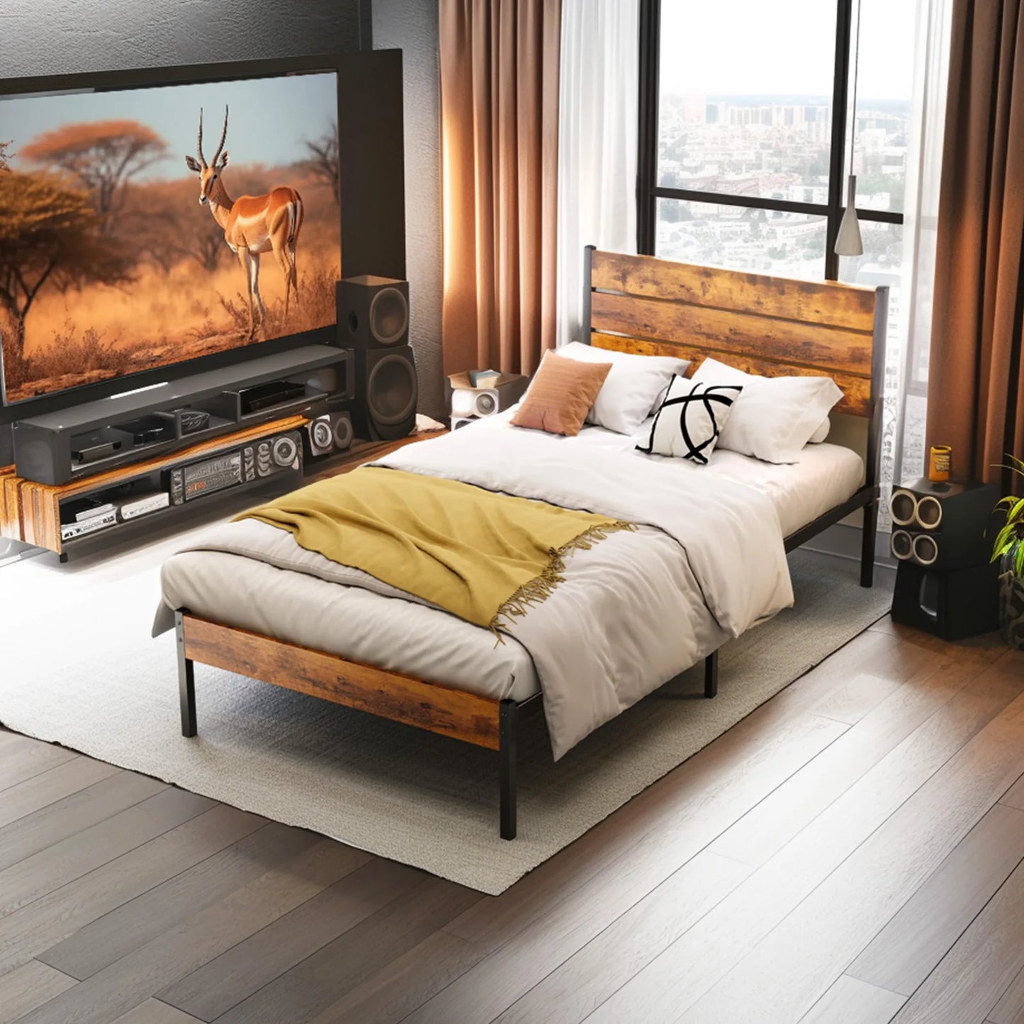 Queen Size Platform Bed Frame With Headboard And Footboard