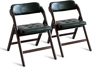 Wooden Folding Chairs Set of 2, Folding Chairs with Padded Seats, 31" Stackable Folding Dining Chairs, Folding Extra Chair for B